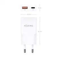 AISENS ASCH-30W2P046-W cargador de dispositivo móvil Cámara digital, MP3, MP4, Tel