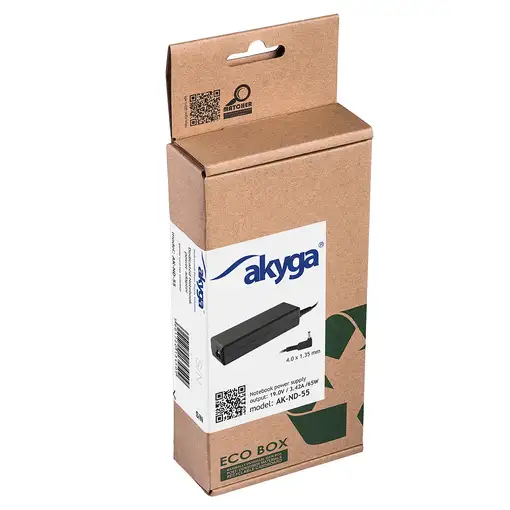 Akyga AK-ND-55 adaptador e inversor de corriente Interior 65 W Negro