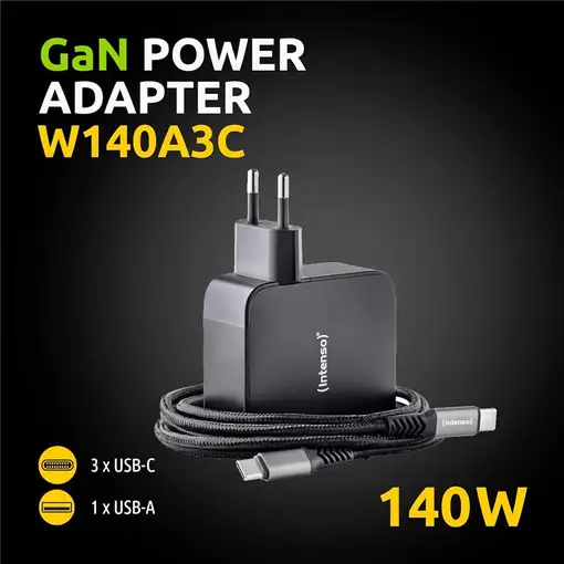 Intenso 7814010 adaptador e inversor de corriente Interior 140 W Negro