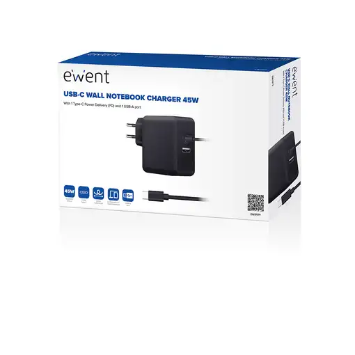 Ewent EW3979 cargador de dispositivo móvil Portátil Negro Corriente alterna Carga
