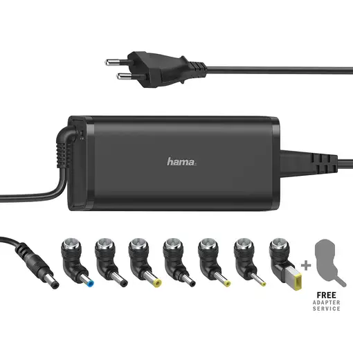 Hama | Cargador universal portátil con 8 adaptadores de 15-19V/90W, Color negro