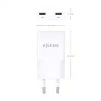 AISENS ASCH-30W2P048-W cargador de dispositivo móvil Cámara digital, MP3, MP4, Tel