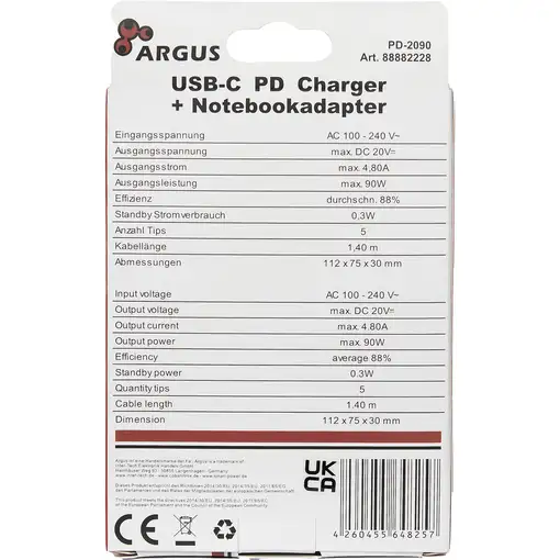 Inter-Tech PD-2090 Smartphone Negro Corriente alterna Interior