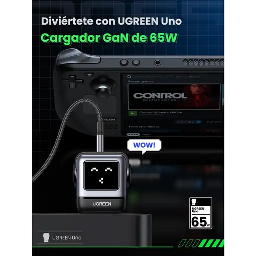 Ugreen Nexode RG 65W 3-Port GaN Ordenador portátil, Teléfono móvil, Portátil, Bate