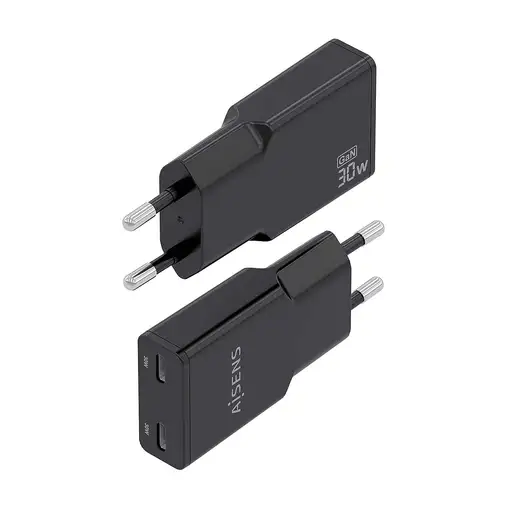 AISENS ASCH-30W2P049-BK cargador de dispositivo móvil Cámara digital, MP3, MP4, Te