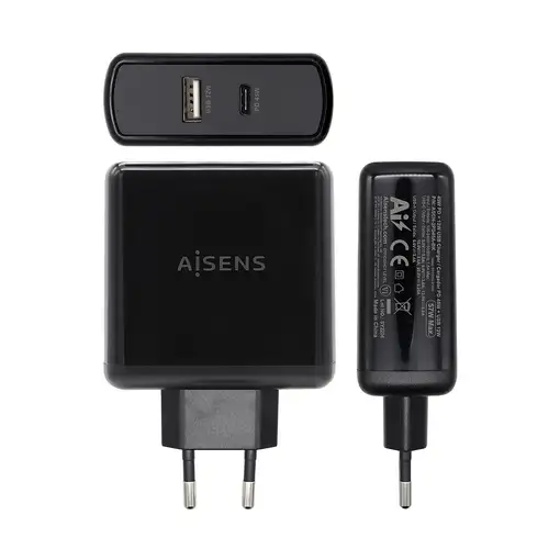 AISENS ASCH-2PD45A-BK cargador de dispositivo móvil GPS, Mando para videojuegos, M