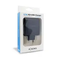 AISENS ASCH-2PD45A-BK cargador de dispositivo móvil GPS, Mando para videojuegos, M