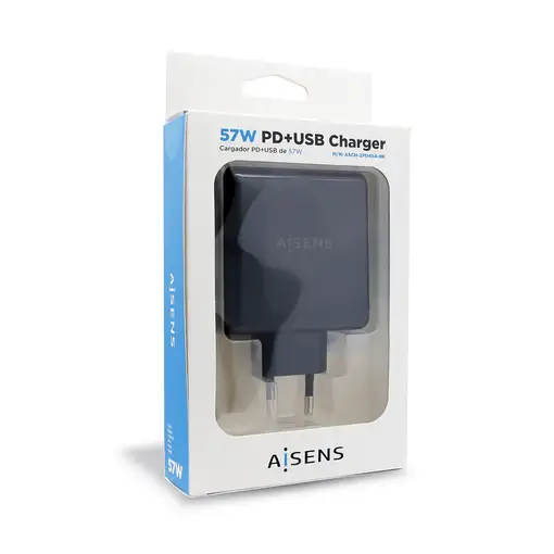 AISENS ASCH-2PD45A-BK cargador de dispositivo móvil GPS, Mando para videojuegos, M