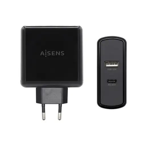 AISENS ASCH-2PD45A-BK cargador de dispositivo móvil GPS, Mando para videojuegos, M