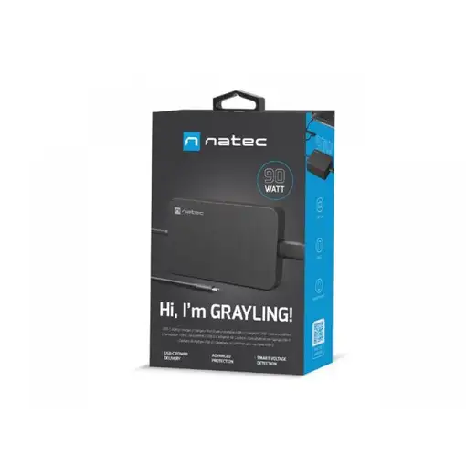 NATEC Grayling adaptador e inversor de corriente Interior 90 W Negro