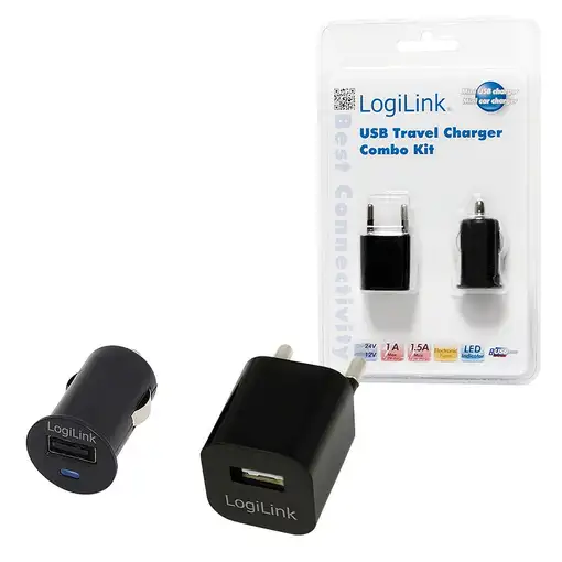 LogiLink PA0076 adaptador e inversor de corriente Auto/Interior Negro