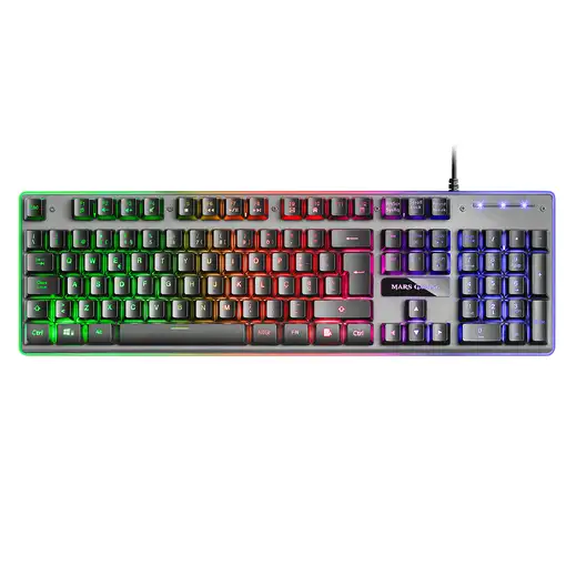 Mars Gaming MK220PT, Teclado Gaming H-Mech, FRGB Rainbow y Halo, Antighosting, Idi