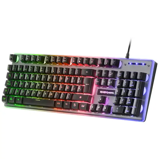 Mars Gaming MK220PT, Teclado Gaming H-Mech, FRGB Rainbow y Halo, Antighosting, Idi