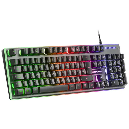 Mars Gaming MK220PT, Teclado Gaming H-Mech, FRGB Rainbow y Halo, Antighosting, Idi