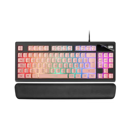 Mars Gaming MKAXPES Teclado Compacto TKL H-Mech, Iluminación RGB 9 Efectos, Reposa