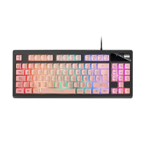 Mars Gaming MKAXPES Teclado Compacto TKL H-Mech, Iluminación RGB 9 Efectos, Reposa
