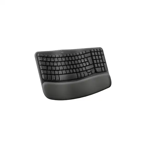 Logitech Wave Keys, teclado ergonómico inalámbrico con reposamanos acolchado, escr