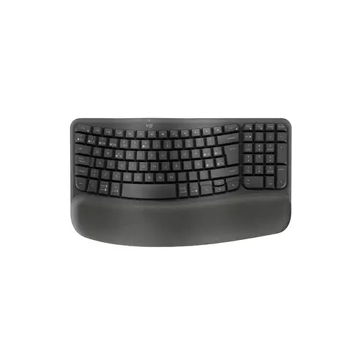 Logitech Wave Keys, teclado ergonómico inalámbrico con reposamanos acolchado, escr