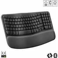Logitech Wave Keys, teclado ergonómico inalámbrico con reposamanos acolchado, escr