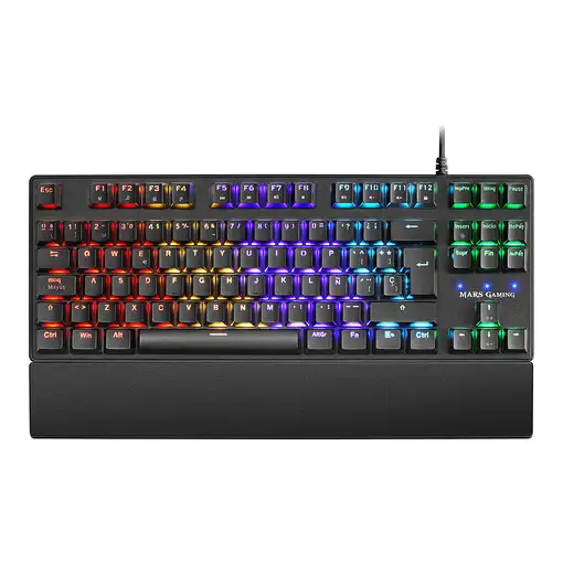 Mars Gaming MKXTKLBES, Teclado Mecánico Ultra-compacto TKL RGB, Reposamuñecas, Swi