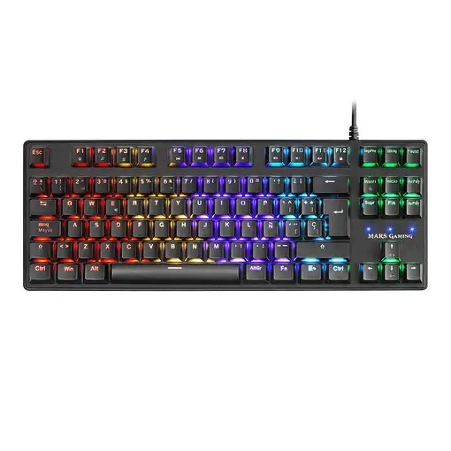 Mars Gaming MKXTKLBES, Teclado Mecánico Ultra-compacto TKL RGB, Reposamuñecas, Swi
