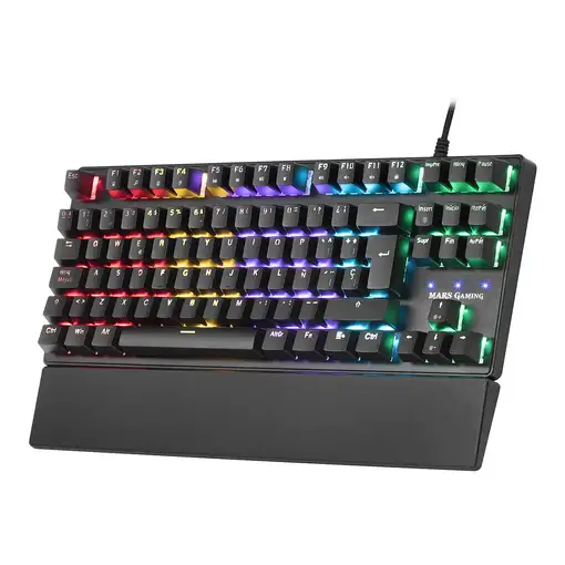 Mars Gaming MKXTKLBES, Teclado Mecánico Ultra-compacto TKL RGB, Reposamuñecas, Swi