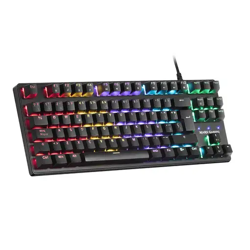 Mars Gaming MKXTKLBES, Teclado Mecánico Ultra-compacto TKL RGB, Reposamuñecas, Swi