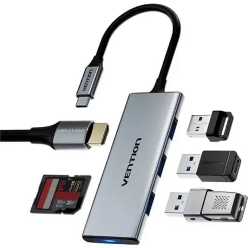 Vention Docking USB Tipo-C TOPHB/ 1xHDMI/ 3xUSB/ 1xLector Tarjetas SD y MicroSD/ G
