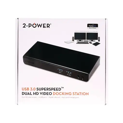 2-Power DOC0101A base para portátil y replicador de puertos Acoplamiento Negro