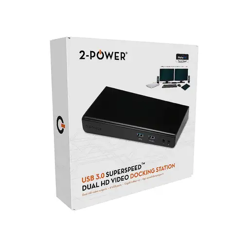 2-Power DOC0101A base para portátil y replicador de puertos Acoplamiento Negro
