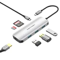 Vention Docking USB Tipo-C TOJHB/ 1xHDMI/ 3xUSB/ 1xUSB Tipo-C/ 1xLector tarjetas/
