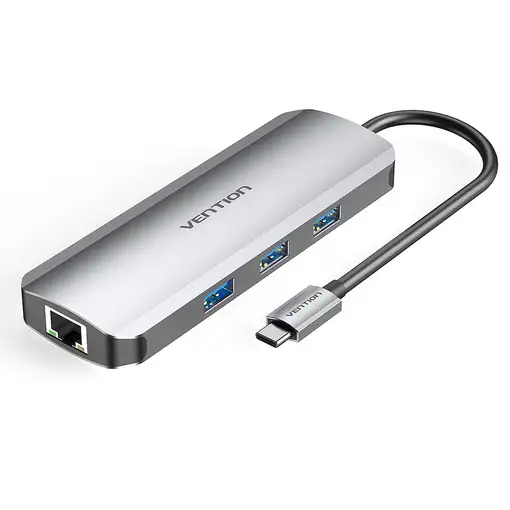 Vention Docking USB Tipo-C TOKHB/ 1xHDMI/ 3xUSB/ 1xUSB Tipo-C PD/ 1xRJ45/ 1xLector