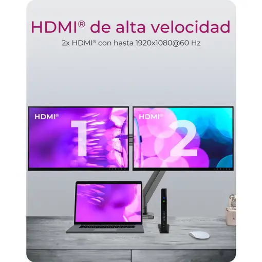 ICY BOX IB-DK2251AC Alámbrico USB 3.2 Gen 2 (3.1 Gen 2) Type-A Negro