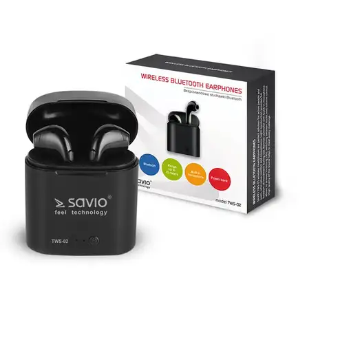 Savio TWS-02 auricular y casco Auriculares Inalámbrico Dentro de oído Llamadas/Mús