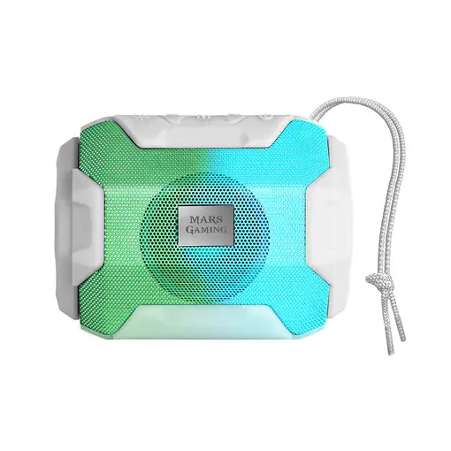 Mars Gaming MSBAXW, Altavoz Bluetooth RGB, Compacto,10W, USB/MicroSD/Radio, Blanco