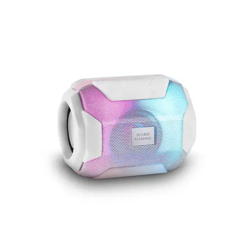 Mars Gaming MSBAXW, Altavoz Bluetooth RGB, Compacto,10W, USB/MicroSD/Radio, Blanco