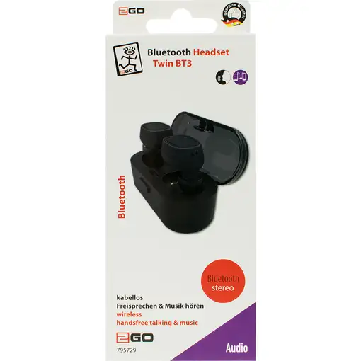 2GO TWIN BT Auriculares Inalámbrico Dentro de oído Llamadas/Música Bluetooth Negro