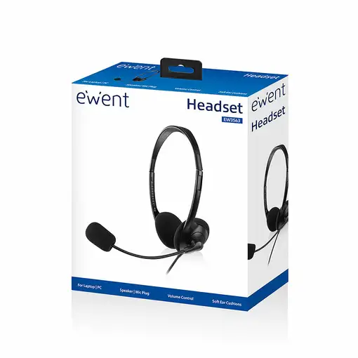 Ewent EW3563 auricular y casco Auriculares Alámbrico Diadema Llamadas/Música Negro