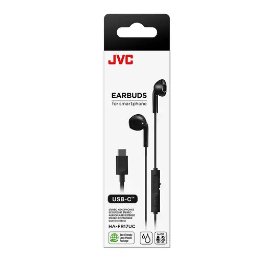 JVC HA-FR17UC Auriculares Alámbrico Dentro de oído Llamadas/Música USB Tipo C Negr