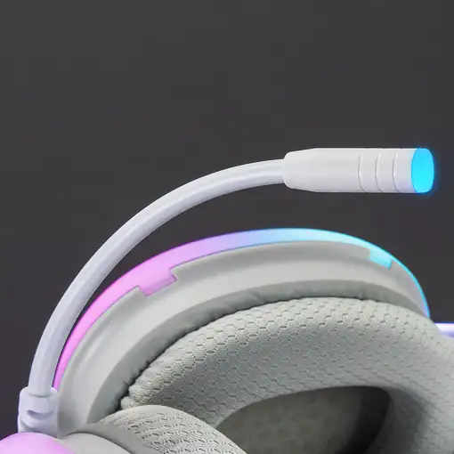 Mars Gaming MH-GLOW Rosa, Auriculares 360° Full Chroma RGB Flow, Micrófono Cancela