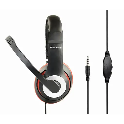 Gembird MHS-03-BKRD auricular y casco Auriculares Alámbrico Diadema Juego Negro, R