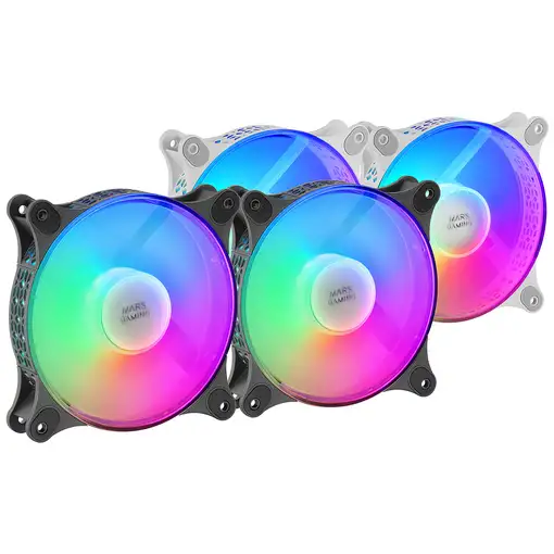 Mars Gaming MFDUO, Kit 2 Ventiladores FRGB Rainbow 360°, Ultra-silencioso, Doble C