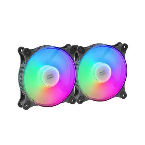 Mars Gaming MFDUO, Kit 2 Ventiladores FRGB Rainbow 360°, Ultra-silencioso, Doble C