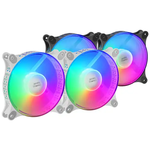 Mars Gaming MFDUO, Kit 2 Ventiladores FRGB Rainbow 360°, Ultra-silencioso, Doble C