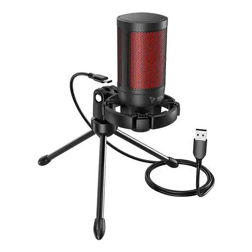 Savio wired gaming microphone with backlight tripod USB SONAR PRO Negro, Rojo Micr