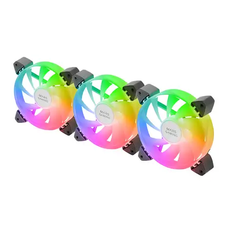 Mars Gaming MF-3A, Kit 3x Ventiladores FDB Ultrasilenciosos 120mm, Iluminación ARG