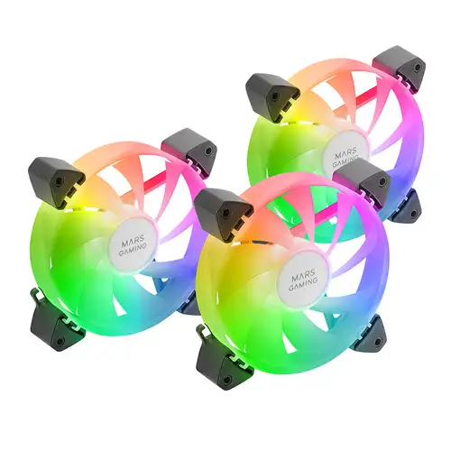 Mars Gaming MF-3A, Kit 3x Ventiladores FDB Ultrasilenciosos 120mm, Iluminación ARG