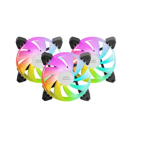 Mars Gaming MF-3A, Kit 3x Ventiladores FDB Ultrasilenciosos 120mm, Iluminación ARG