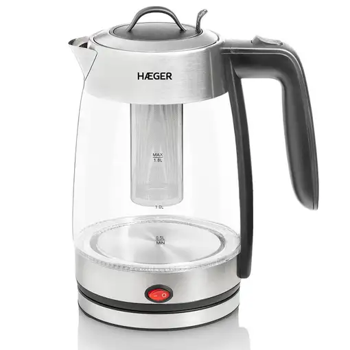 Haeger EK-22F.020A tetera eléctrica 1,8 L 2200 W Gris, Transparente