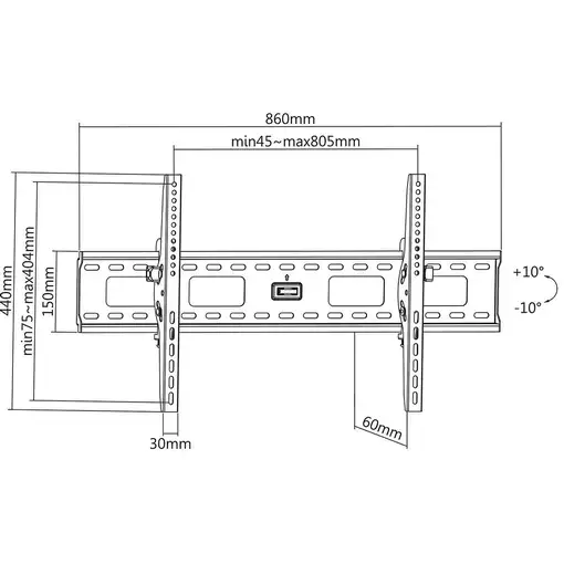 Manhattan Soporte para TV, de pared, con inclinación, pantallas planas de 37'' a 85